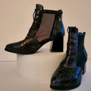 Blue, faux alligator,booties